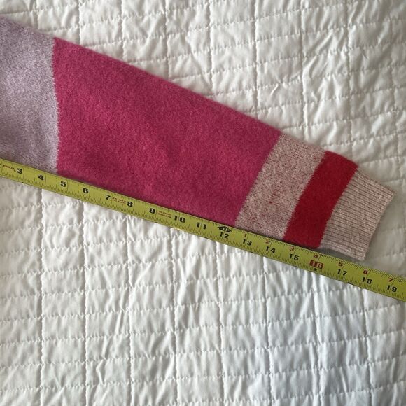 90s Revival Ciebon Colorblock Mock Neck Sweater Pink Abstract Cozy Knit Size S - Picture 12 of 12